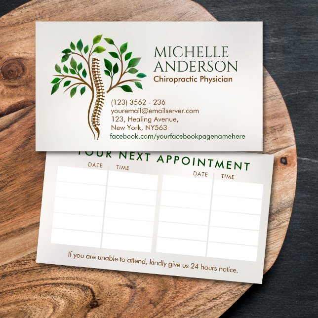 Tarjeta De Visita Árbol de salud de columna - Cita quiropráctica (Subido por el creador)