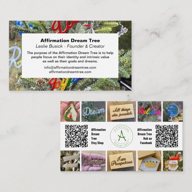 Tarjeta De Visita Árbol de Sueños de Afirmación Foto Collage Código  (Anverso / Reverso)