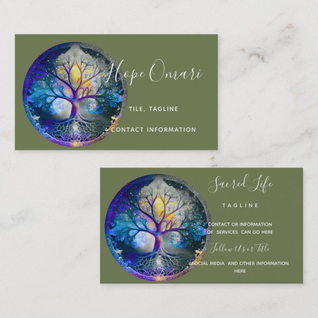 Tarjeta De Visita Árbol de vida | Celestial (Anverso / Reverso)