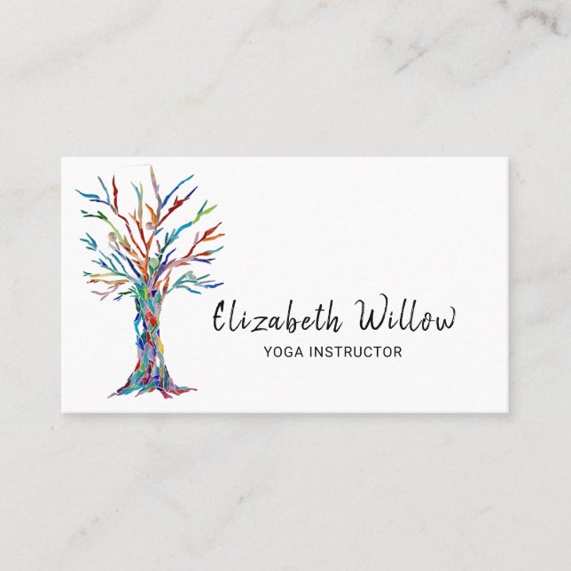 Tarjeta De Visita Árbol de vida del instructor de yoga (Anverso)