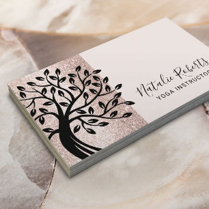 Tarjeta De Visita Árbol de vida del instructor de yoga Rosa de oro m