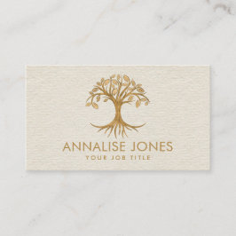 Tarjeta De Visita Árbol de vida - Hojas doradas