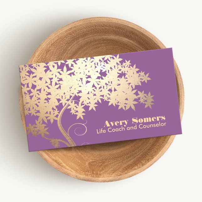 Tarjeta De Visita Árbol de vida Salud y bienestar morado (Subido por el creador)