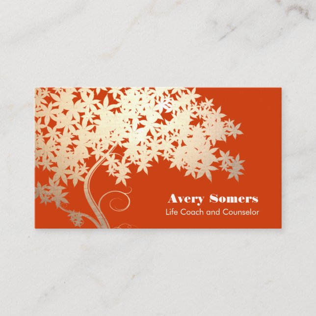 Tarjeta De Visita Árbol de vida Salud y Bienestar Naturaleza Naranja (Anverso)