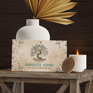 Tarjeta De Visita Árbol de vida - Yggdrasil - Hojas turquesas