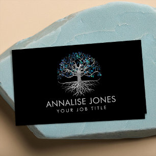 Tarjeta De Visita Árbol de vida - Yggdrasil - Plata y Abalone