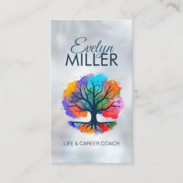 Tarjeta De Visita Árbol de vida - Yggdrasil - Tinta acuarela (Anverso)