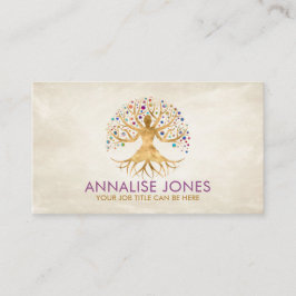 Tarjeta De Visita Árbol de yoga dorado de la vida