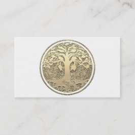 Tarjeta De Visita Árbol del círculo del oro con Butterly