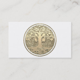 Tarjeta De Visita Árbol del círculo del oro con Butterly