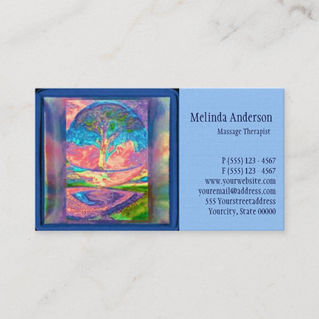 Tarjeta De Visita Árbol del día del arco iris de la vida (Anverso)