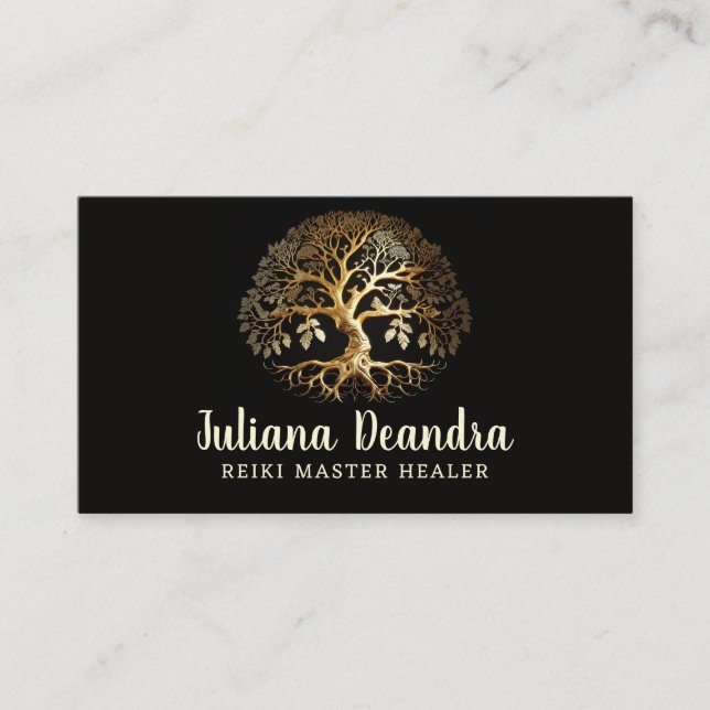 Tarjeta De Visita Árbol dorado de la vida (Anverso)