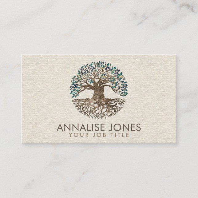 Tarjeta De Visita Árbol dorado de la vida - Yggdrasil - Hojas de már (Anverso)