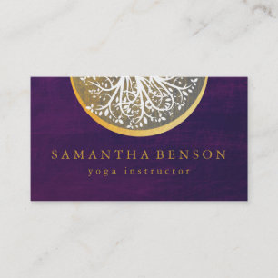 Tarjeta De Visita Árbol elegante de acuarela dorada Yoga y Meditació