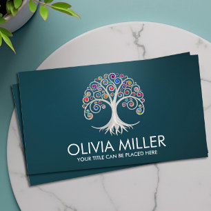 Tarjeta De Visita Árbol en espiral de la vida - follaje de remolino 