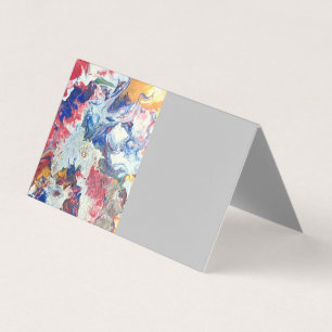 Tarjeta De Visita Árbol en flor azul rojo abstracto