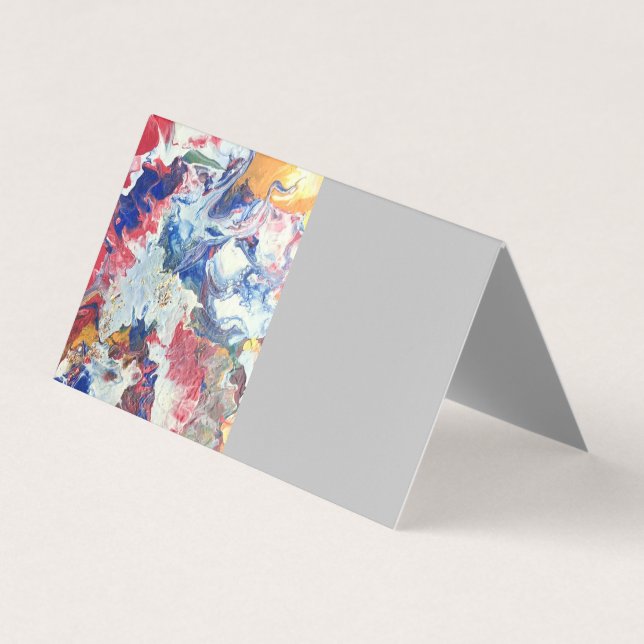 Tarjeta De Visita Árbol en flor azul rojo abstracto (Anverso)