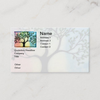 Tarjeta De Visita Árbol en la vitela sobre fondo de la acuarela