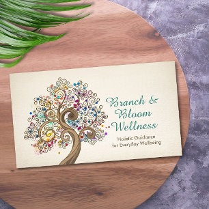 Tarjeta De Visita Árbol Espiral Colorido Caprichoso Bienestar