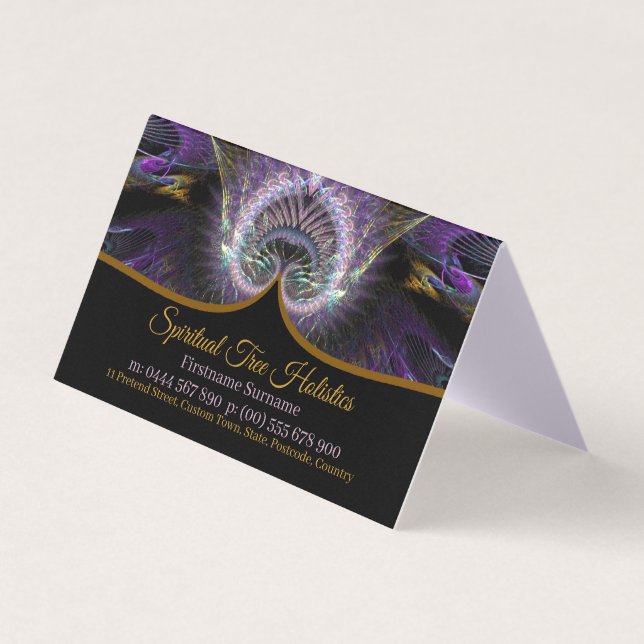 Tarjeta De Visita Árbol espiritual púrpura Arte fractal holístico pl (Anverso)