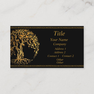 Tarjeta De Visita Árbol Mehndi de la Vida (Oro)