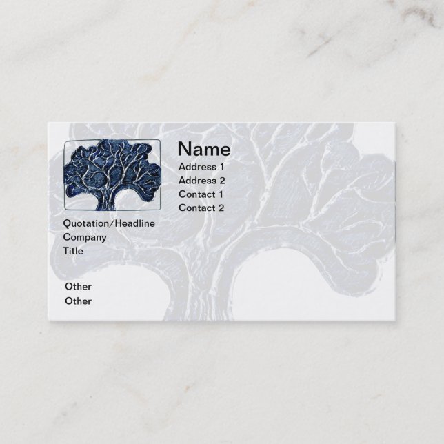 Tarjeta De Visita Árbol metalizado grabado en relieve - azul (Anverso)