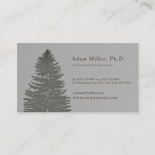Tarjeta De Visita Árbol moderno escalonado gris de tierra (Anverso)