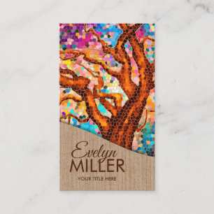 Tarjeta De Visita Árbol mosaico abstracto colorido