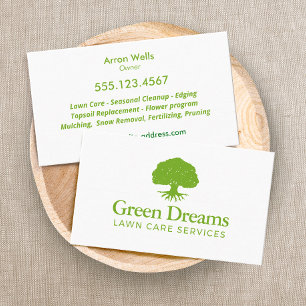Tarjeta De Visita Árbol paisajístico con raíces para cuidado de césp