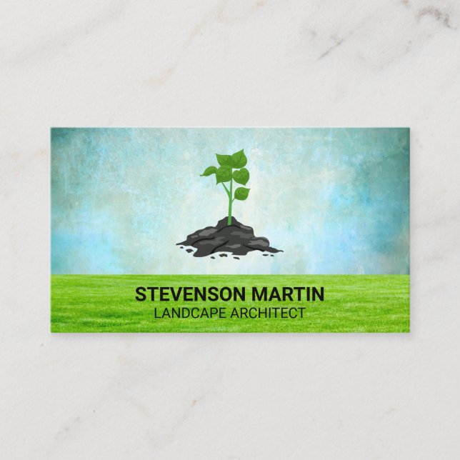 Tarjeta De Visita Árbol plantado | Césped de hierba | Paisaje (Anverso)