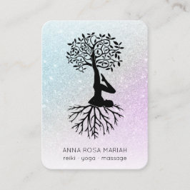 Tarjeta De Visita *~* Árbol QR del Yoga de la Vida . Pastel Purpurin