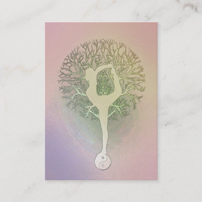 Tarjeta De Visita Árbol rosado de la yoga del arco iris (Anverso)