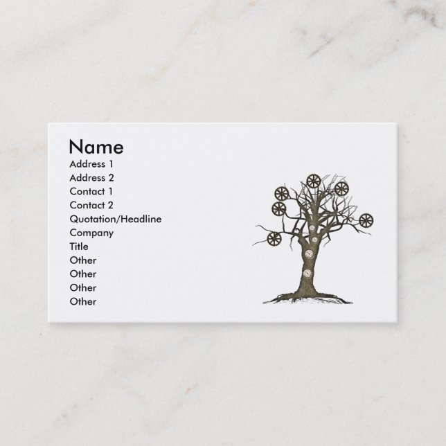 Tarjeta De Visita árbol steampunk (Anverso)