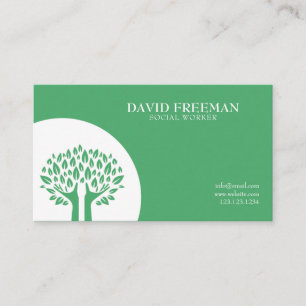 Tarjeta De Visita Árbol verde moderno deja trabajo social