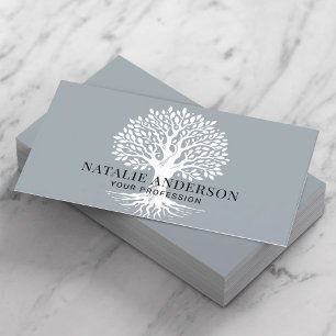 Tarjeta De Visita Árbol vintage Dusty Blue Life Coach Yoga SPA