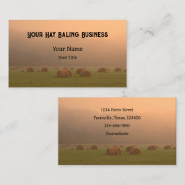Tarjeta De Visita Arbolado rural rústico Hay Bales Atardecer