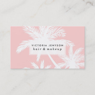 Tarjeta De Visita Árboles blancos simples tropicales del plam del