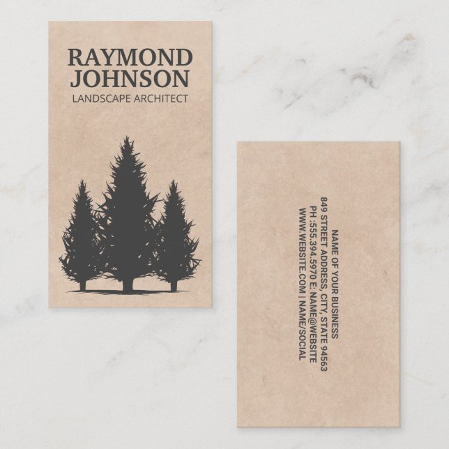 Tarjeta De Visita Árboles de bosques | Paisajismo | Gardener (Anverso / Reverso)