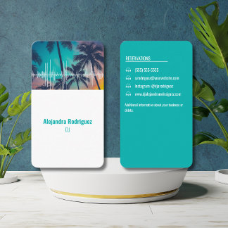 Tarjeta De Visita Árboles de Palma Tropicales Ondas Sonoras Ritmo DJ
