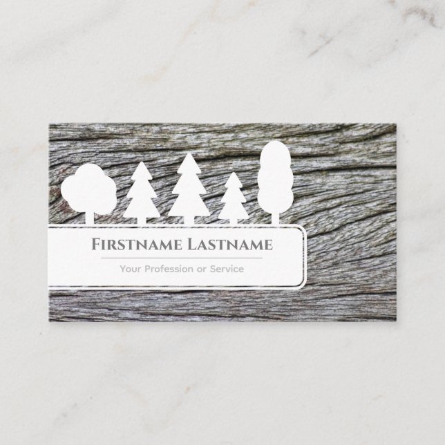 Tarjeta De Visita Árboles elegantes blancos sobre bosques de grano d (Anverso)