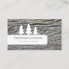 Tarjeta De Visita Árboles elegantes blancos sobre grano de madera bl