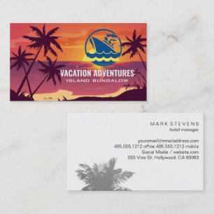 Tarjeta De Visita Árboles Tropicales Crucero Agente de Viajes