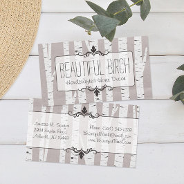 Tarjeta De Visita Árboles y ramas de madera de Birch Rústico Natural