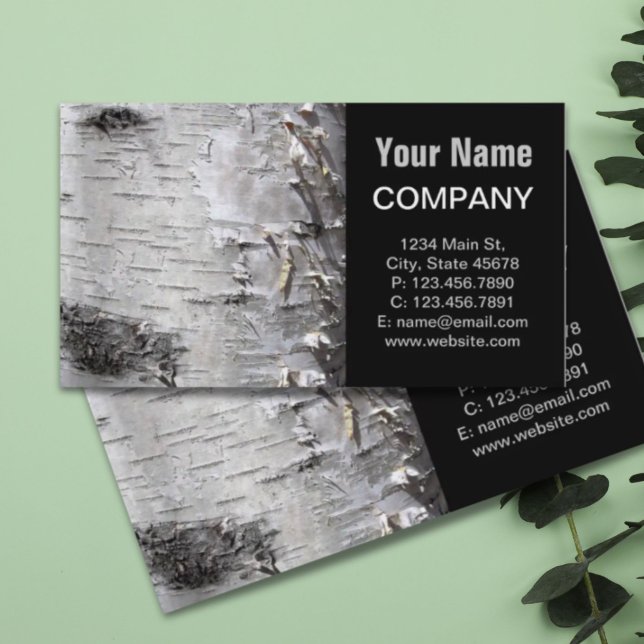 Tarjeta De Visita arbusto de moda rústico bohemio ladrido blanco (bohemian rustic country chic tree bark white birch business card)