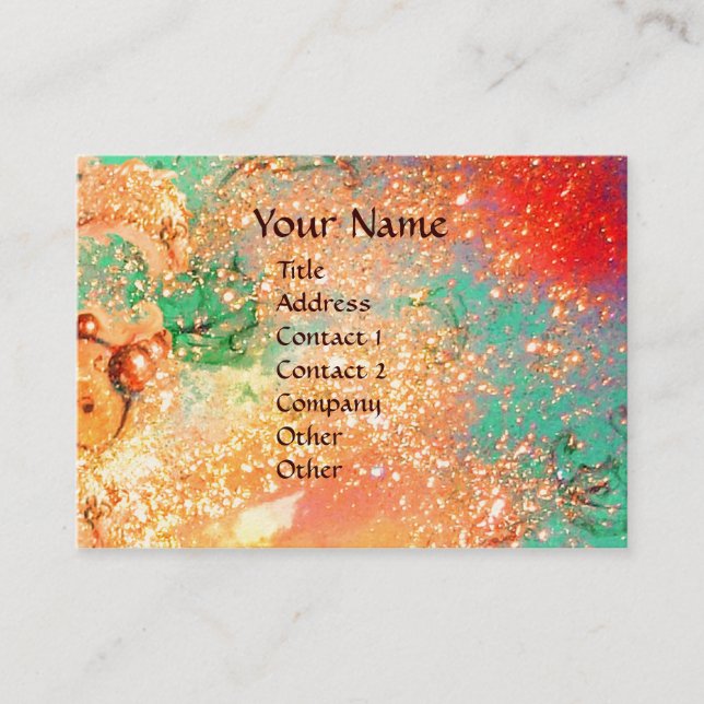 Tarjeta De Visita ARCADIA, MAGIC GOLKLES FLORALES ROJO PISO Verde (Anverso)