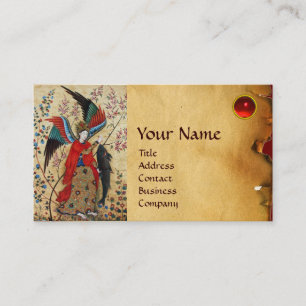 TARJETA DE VISITA ARCHANGEL RAPHAEL Y FISH PARCHMENT MONOGRAM