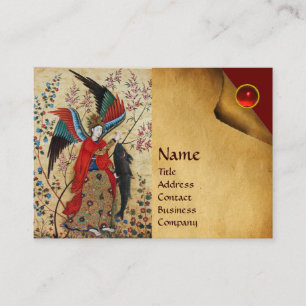 TARJETA DE VISITA ARCHANGEL RAPHAEL Y FISH PARCHMENT MONOGRAM