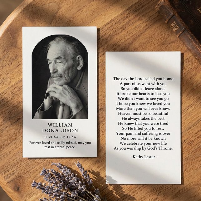 Tarjeta De Visita Arched Photo Funeral Sympathy Prayer (Subido por el creador)