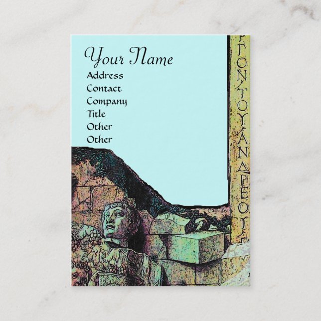 Tarjeta De Visita ARCHEO/Anticuario,Monograma de arqueología,Azul Ve (Anverso)