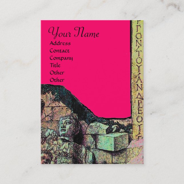 Tarjeta De Visita ARCHEO/Anticuario,Monograma de arqueología,Fuchsia (Anverso)